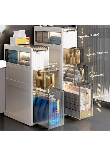 Banyo, Yatak Odası, Çamaşır Odası 3 Katlı Çekmeceli Dolap Beyaz - Gri