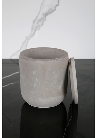 Mermer Desenli Beton Pamukluk Kapaklı Kutu Dekoratif Kutu Beton Gri