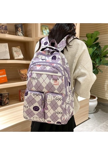 Dancemonkey Sırt Sırt Seyahat Öğrenci Mavi Kapasiteli Kadın Çantası Çantası Büyük Baskı Wh Mavi