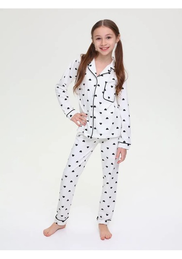 Milpat Kids Pantolonlu Ve Gömlekli Pamuklu Triko Pijama 333951609 Beyaz