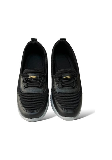 Akıllı Bağcıklı Çocuk Babet Ayakkabı Siyah - Gri-siyah Siyah