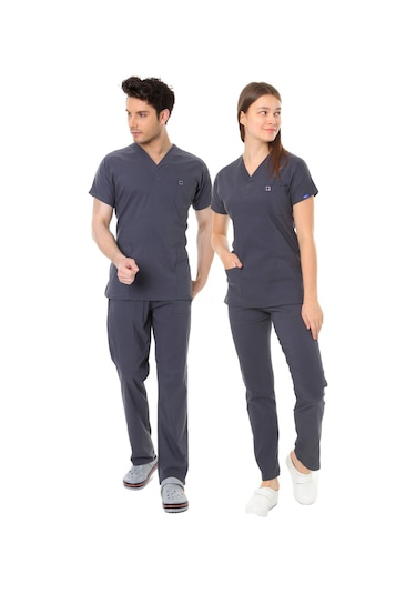 İba Medikal Füme Flexcool Likralı Doktor Hemşire Scrubs Unisex