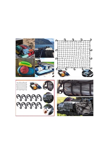 Araç Bagaj Filesi Çok Amaçlı Kullanım Ağ Model Elastik 80x120 Cm