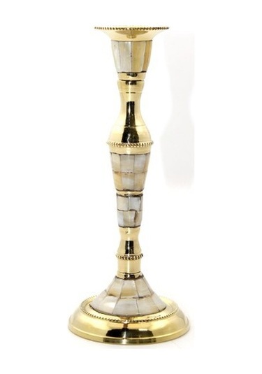 Tekli Pirinç Sedefli Şamdan Model 1 Renkli