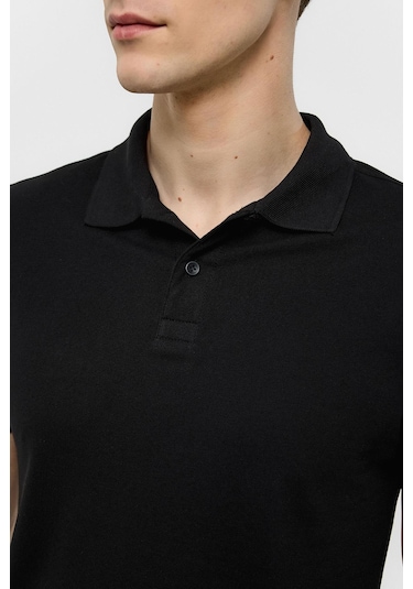 SÜVARİ Siyah Slim Düz Polo Yaka Tişört-38587 Siyah