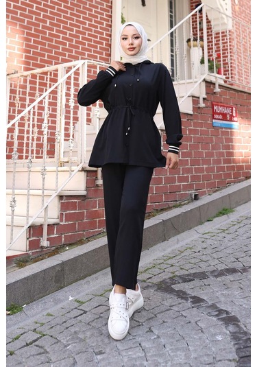 Ribana Detaylı Takım Siyah Siyah