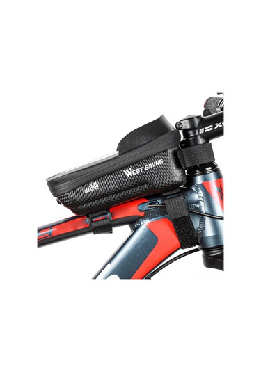 Jeemson Dağ Bisikleti Ön Çubuk Çantası - Su Geçirmez, Sabit Kasa, 6.5 İnç Telefon & Eşya Taşıma, Yansıtıcı Çizgi, Güneş Koruyucu, Sırt Çantası Tipi Bisiklet Aksesuarı Siyah