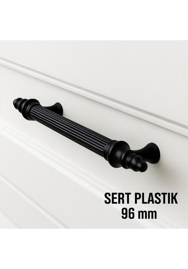 Sert Plastik 96 Mm Siyah Mobilya Mutfak Dolabı Komidin Tv Ünütesi Kulpları 10 Adet Siyah
