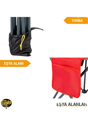 Camp 2.0 Katlanabilir Kamp Piknik Sandalyesi - Gri/sarı