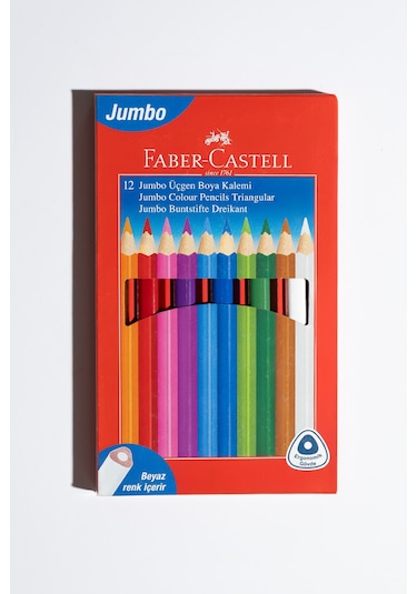 Faber-Castell Jumbo Boya Kalemi,12 Renk,Kalın Gövde ve Uç,Kırılmaya Dirençli Özel Yapıştırma Sistemi,Kolay Açılır