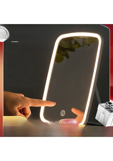 Geeroyoo Led Işıklı Masaüstü Makyaj Aynası, Şarj Edilebilir, Üçlü Işık Kaynağı, Katlanabilir, Kadınlar İçin, Büyük Boy 155 26 220mm , Pembe Diğer