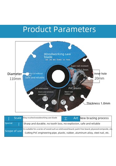 Aubyhe Açıcı Taşlama Kesici Bladesi: Ahşap, Alüminyum, Pvc, Kauçuk İçin Profesyonel Açı Gritatı Uygulamalı Yeni Tip Alaşım Testere 1 Adet