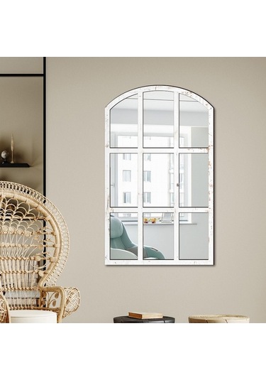 Pazly Taklit Suntek Kemerli Izgara Duvar Bölmesi Ayna Beyaz