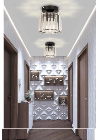 Kristal Taşlı Model Modern Tekli Plafonyer Model Siyah Avize