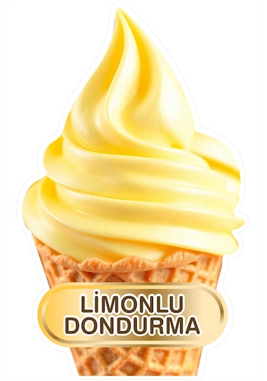 20x30 Cm Limonlu Dondurma Sticker Dondurmacı Vitrin Mutfak Duvar Çok Renkli