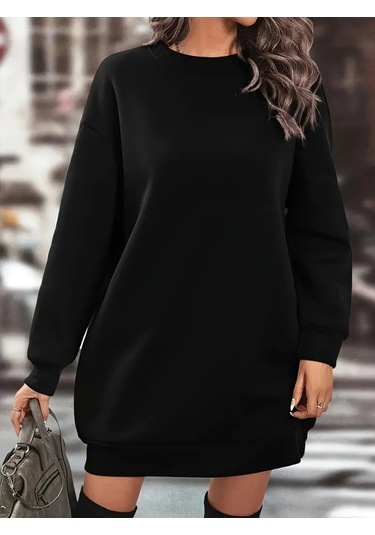 Kadın Uzun Kollu Bisiklet Yaka Iki Iplik Elbise Çok Renkli