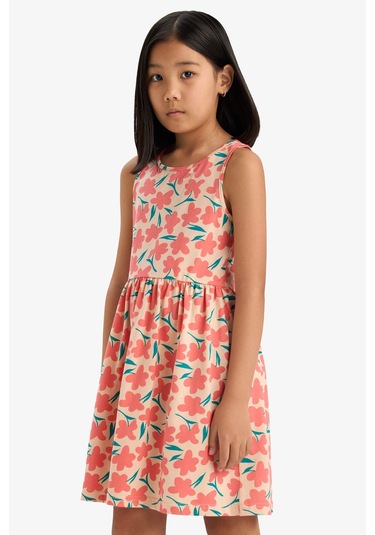 DeFacto Kız Çocuk Bisiklet Yaka Çiçek Desenli Kolsuz Yazlık Elbise B4338A825SMOG577