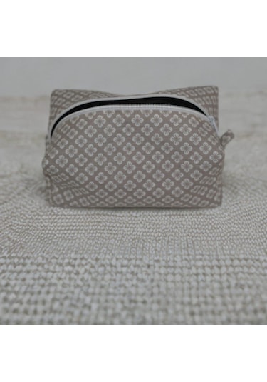 SerSev Çiçek Desenli El Yapımı Duck Kumaş Su Geçirmez Astarlı Makyaj Çantası