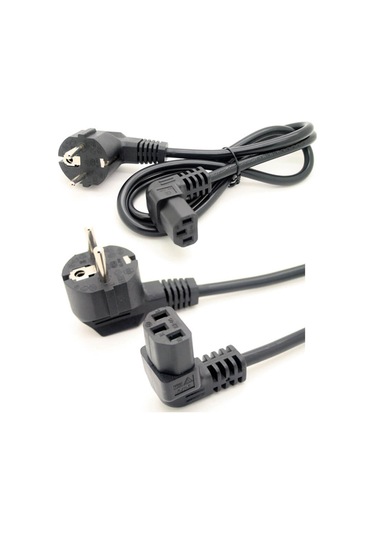 C13 Power Kablosu 90° Derece Dirsek L Uç - Dik Açılı - 1.8 mt