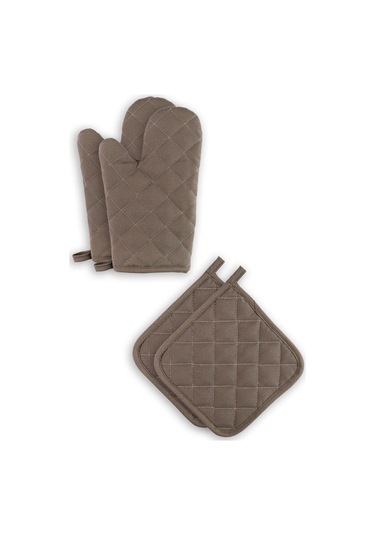 Yanmaz Ve Isıya Dayanıklı Fırın Eldiveni Ve Tutacak 2 Eldiven, 2 Tutacak Antrasit Gri