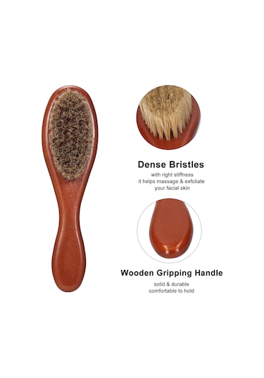 Moveevo Sakal Tarağı Sakal Fırçası Domuz Kılı Sakal Fırçası Taşınabilir Uzun Saplı 2