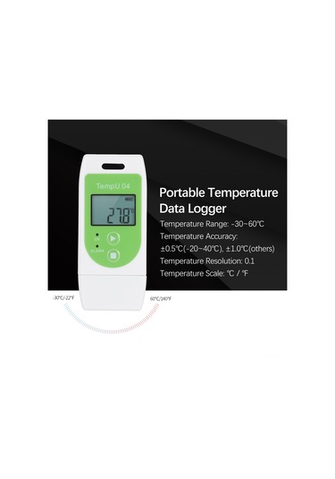 Jeehugo Usb Sıcaklık Kaydedici - Gıda Ve İlaç Taşıma/depolama İzleme Cihazı, Otomatik Pdf/csv Raporu, 32.000 Okuma Kapasitesi, Düğme Pil Cr2032