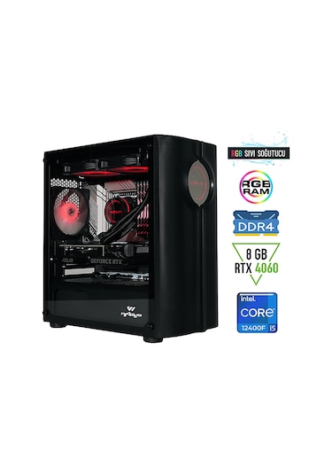 Warp Spectra i5-12400F 16 GB 512 GB SSD RTX4060 Free Dos Masaüstü Oyuncu Bilgisayarı