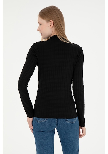 U.S. Polo Assn. Kadın Siyah Dik Yaka Sweatshırt 50292421-VR046