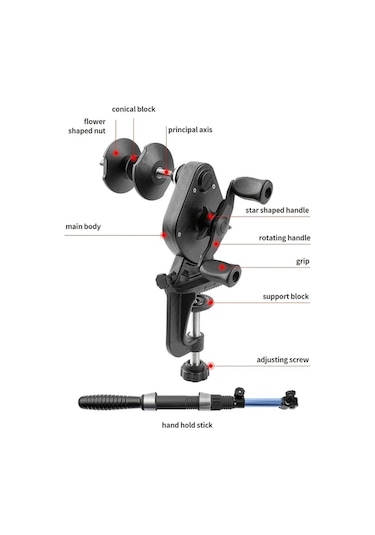 Xuweiwei A 1 Adet Siyah Abs Olta Makarasi Ayarlanabilir Tasinabilir Masa Klemli 3:1 Sarim Orani Pille Calismaz Olta Ekipmani