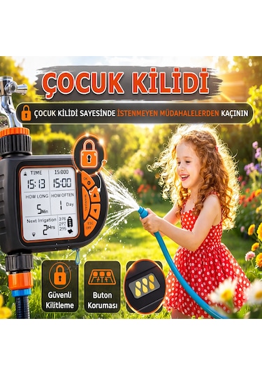 Timer valf Geniş Ekran Tek Çıkış Yağmur Sensörlü Sulama Sistemi