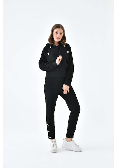Ftz Women Kadın İki İp Düğme Detaylı Takım Siyah 30640-siyah Siyah