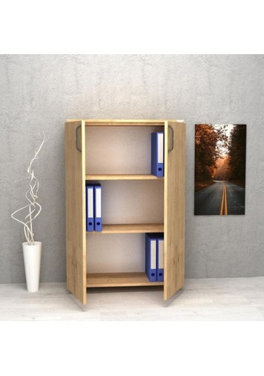 Kobiç Ofis Dosya Dolabı Kilitli Tam Kapak Suntalam Dolap 70x35x115 Cm Meşe Meşe