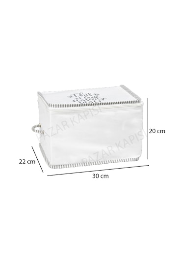 Baskılı İpli Kazak Hurcu 30x22x20cm Beyaz