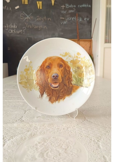 Köpek Figürlü Duvar Tabağı Kahverengi