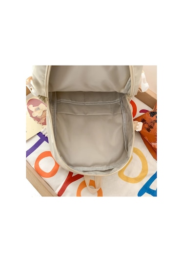 Honeybeeshop Yeşil Karikatür Ayı Tasarımlı Kadın Naylon Sırt Çantası Ayarlanabilir Askı Çoklu Cep Okul Seyahat Yeşil