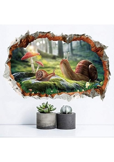 Kırık Duvar Salyangozu 3d Duvar Stickerı Duvar Çıkartması Duvar Kağıdı Poster Sanatçısı Ev Dekorasyonu Pvc Kendinden Yapışkanlı Çıkarılabilir 40 58 Cm Şeffaf