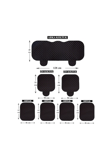 Tay Tüyü Cepli & Terletmez Sırtlı Oto Koltuk Minderi Seti - Koltuk Koruma Kılıfı Ön & Arka Tam Set Siyah-mavi