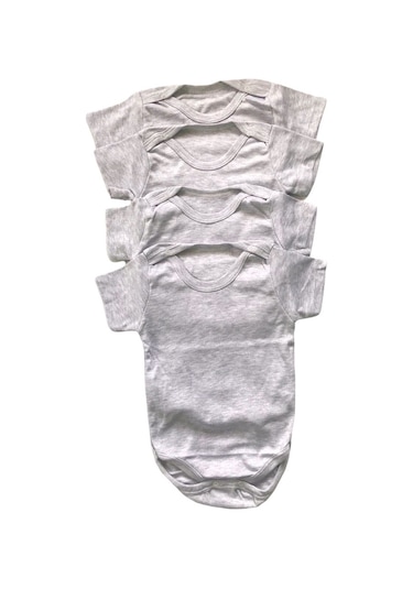 Salarticaret Bebek 4'Lü Yarım Kollu Çıtçıtlı %100 Pamuklu Body Zıbın-Gri