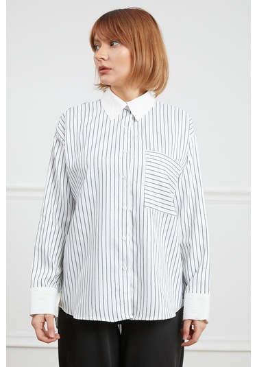 Dparis Tek Cepli Çizgili Gömlek