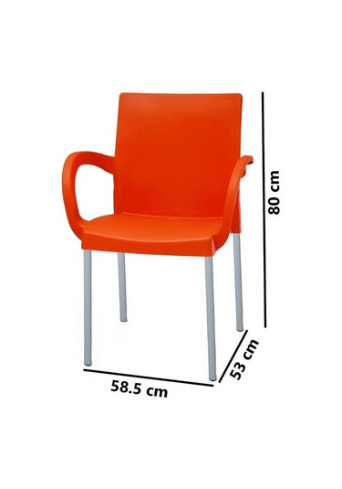 Omnipazar Mt-cf880 Mare Plastik Bahçe Balkon Koltuk Sandalye 4'lü Set Turuncu Turuncu