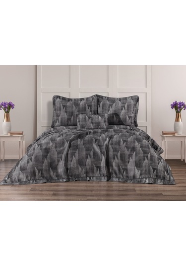 Berru Geometrik 4 Parça Gri Pike Takımı 240 X 260 Cm Gri