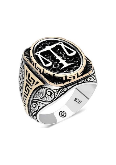 Gümüş Adalet Terazisi Oval Erkek Yüzük (551187303)