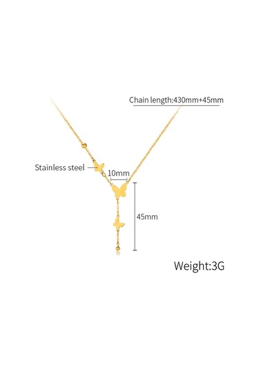 Sones Opk Gx2440 Kelebek Püskül Kolye Paslanmaz Çelik Zincir Altın
