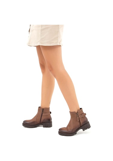 Tamer Tanca Kadın Hakiki Deri Bej Günlük Bot 322 1950807 Bn Bot Sk21-22 Vızon Nubuk Vizon