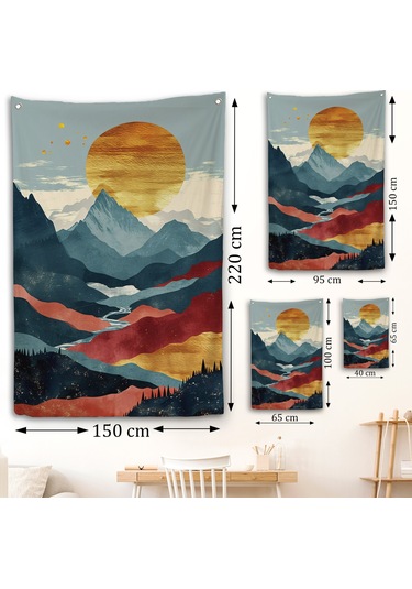 Dağların Üstündeki Güneş Manzarası Duvar Örtüsü-7649