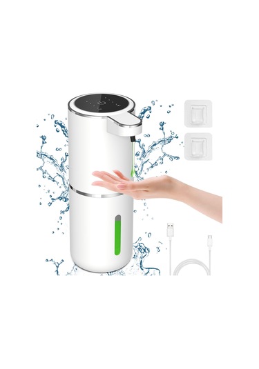 Qianfan Otomatik Köpük Sabunluk, Güç Ve Dişli Ekranı, 380ml Beyaz - Mavi