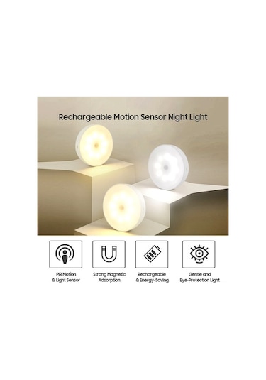 Willowhaven Gece Işığı Sensörlü Şarj Edilebilir Led Dolap Işığı - Yatak Odası, Mutfak, Merdiven, Koridor İçin Beyaz/sıcak Işık Beyaz