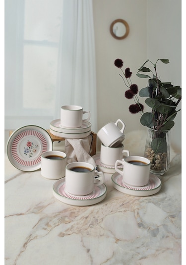 Keramika Rose Line Stackable Çay Takımı 12 Parça 6 Kişilik 22910
