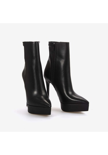 Kemal Tanca Hakiki Deri Kadın Topuklu Bot 17 Siyah