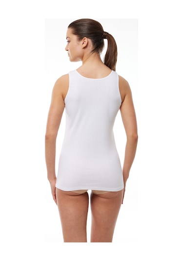 Malabadi Kadın Beyaz 6 Lı Paket %100 Pamuk Ribana Kalın Askılı Atlet 106-e Beyaz